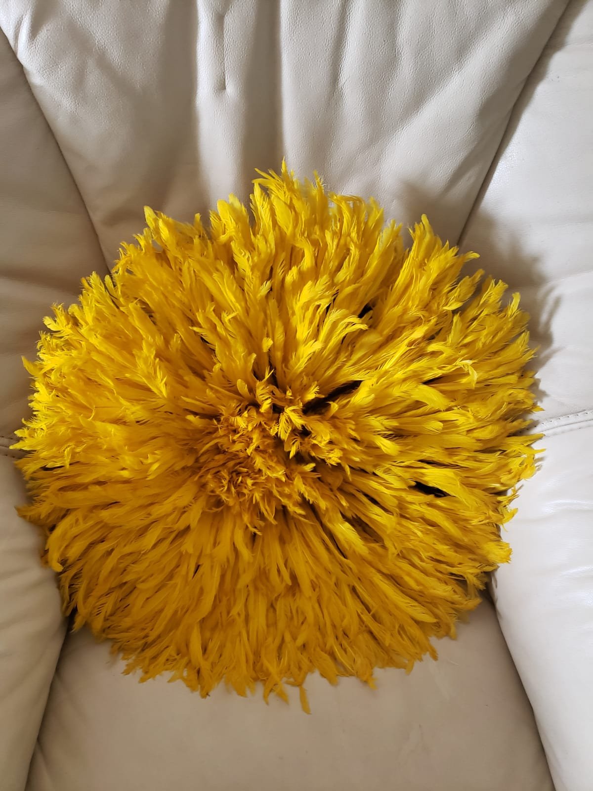 Yellow Juju Hat -  Handmade Bright Feather Wall