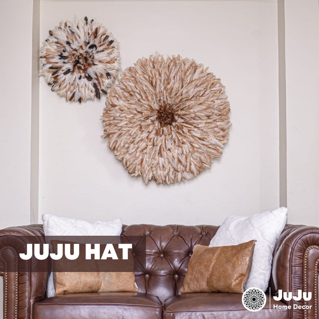 Tan Juju Hat -  Decorative Feathers