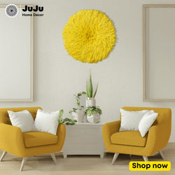 Yellow Juju Hat -  Handmade Bright Feather Wall