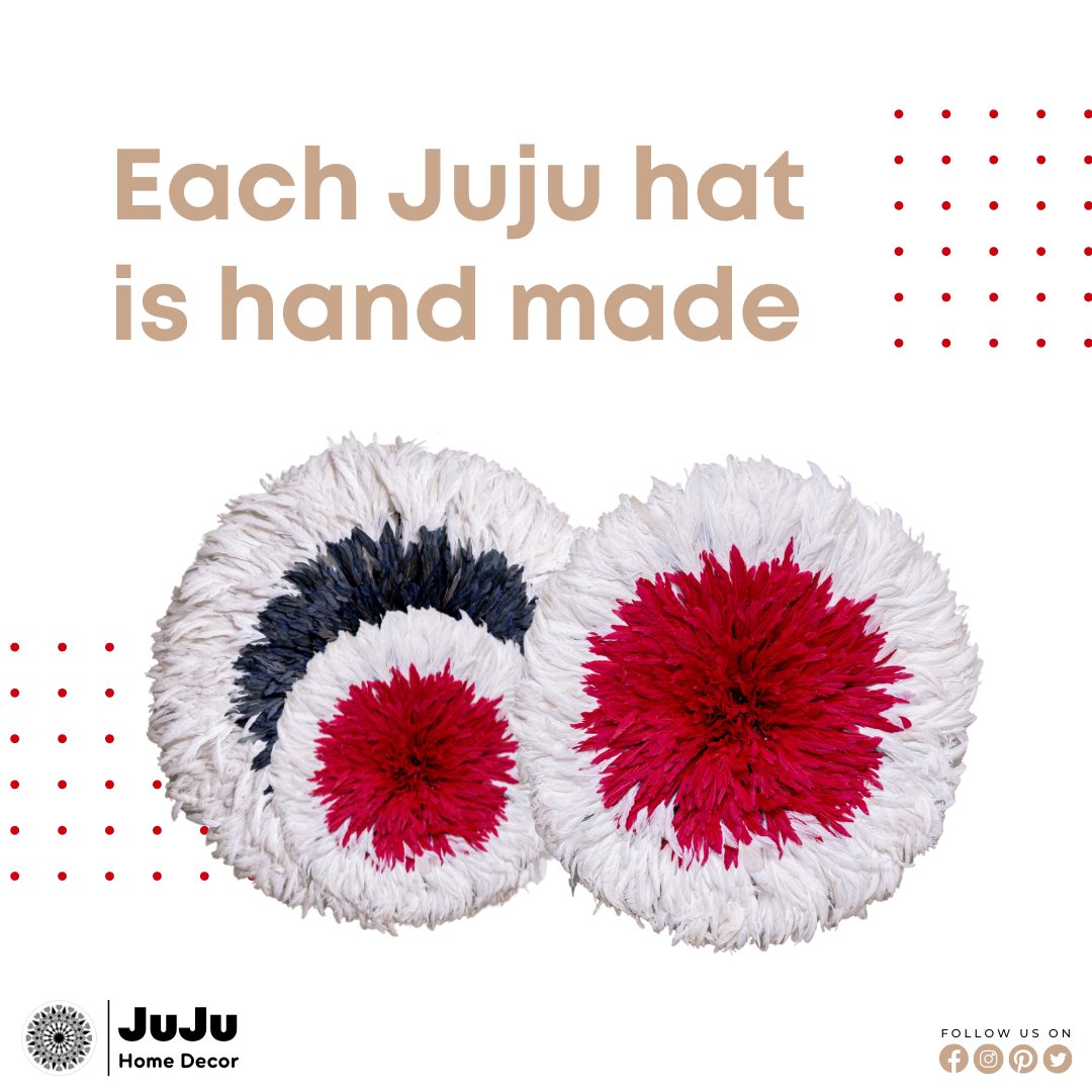 Red & White Juju hat - handmade wall decor